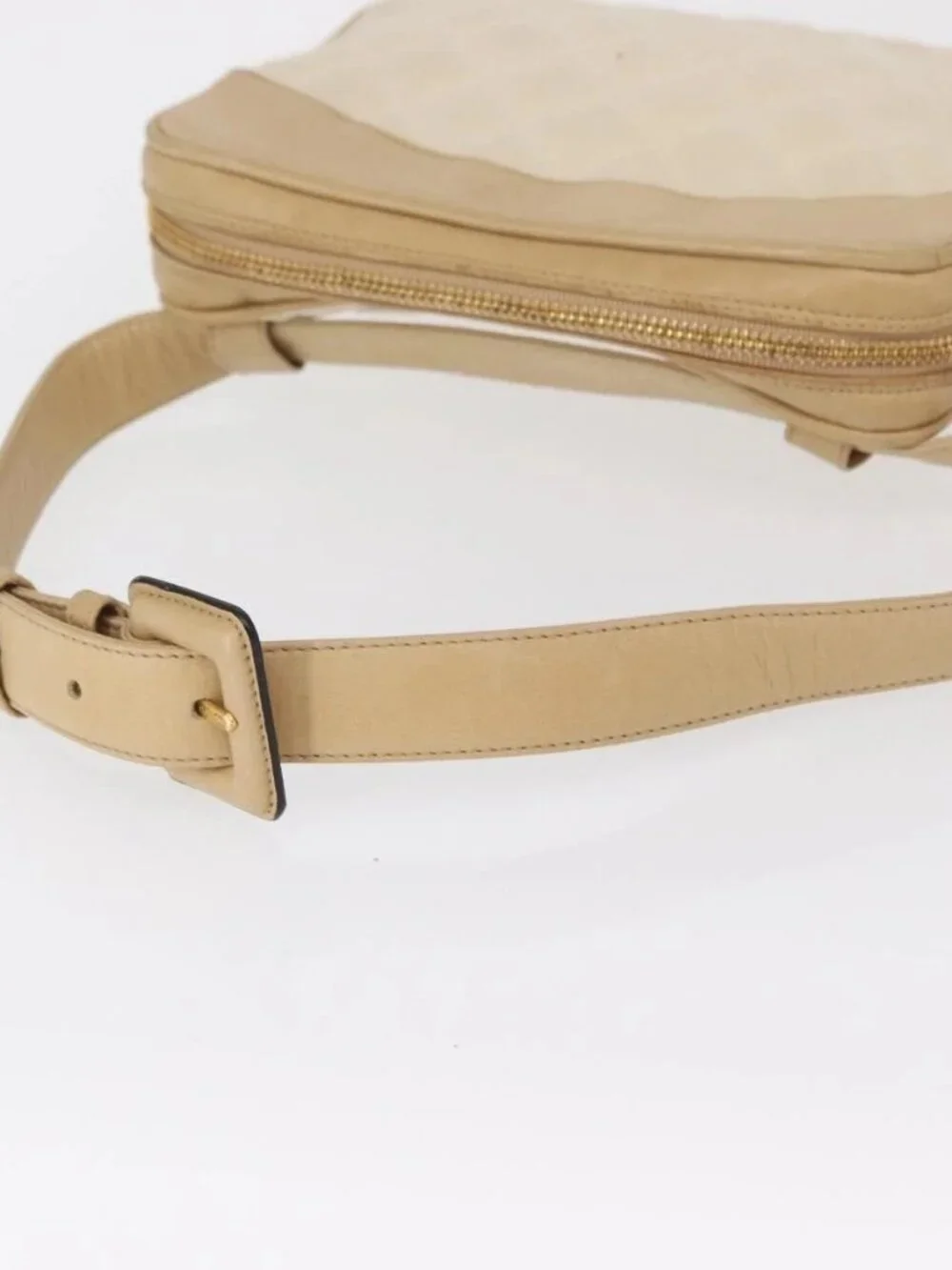 CHANEL Matelasse Waist bag Canvas Beige Gold CC Auth bs32356
